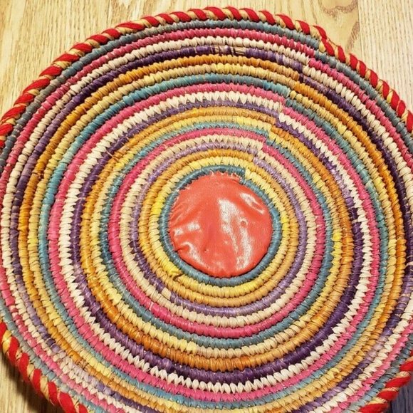 Colorful Wicker Basket Bowl  Multi-Color - Picture 2 of 9